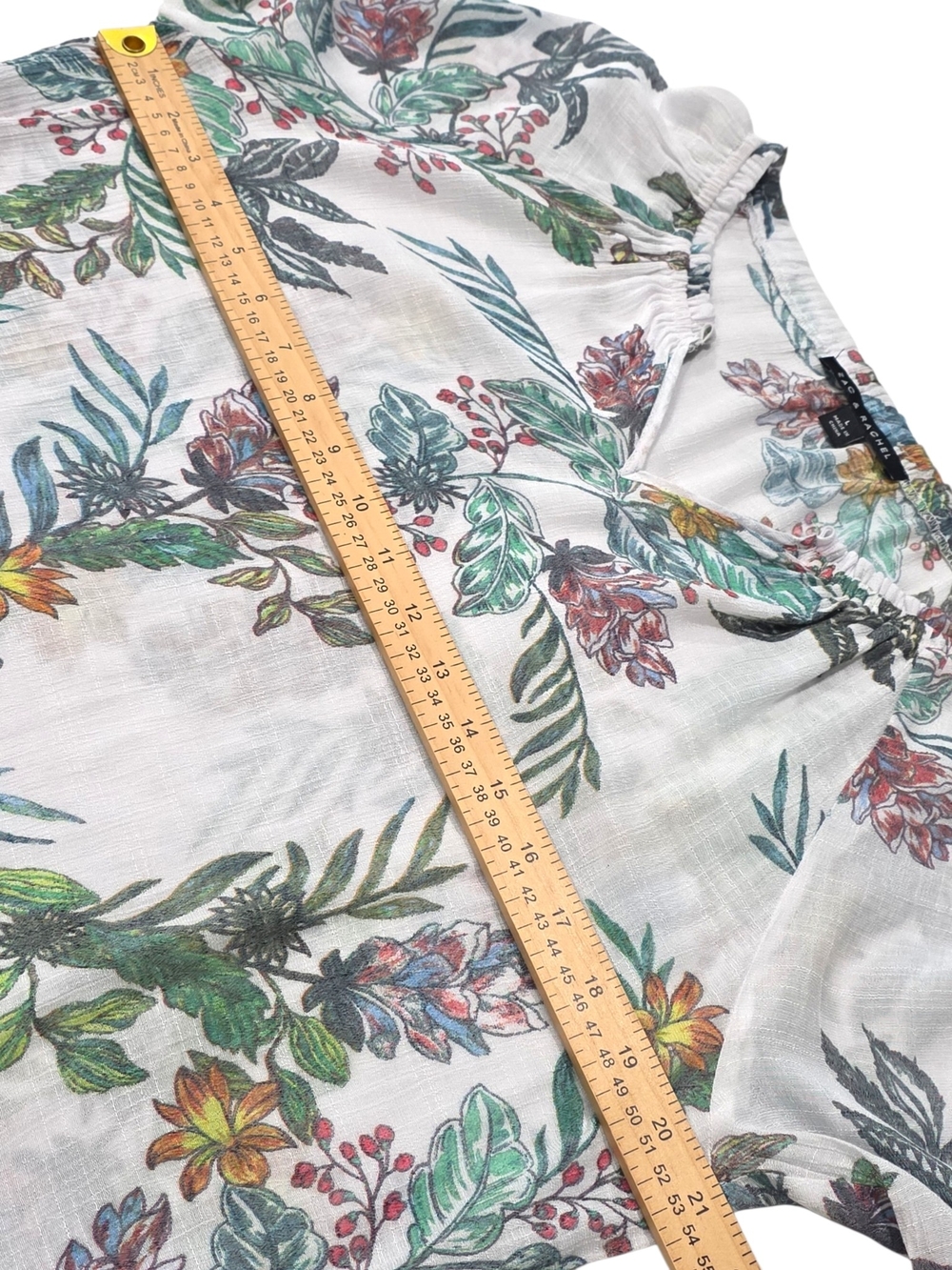 Zac & Rachel White Floral Bell Sleeve Blouse Size Large (L) E77 - Picture 7 of 8
